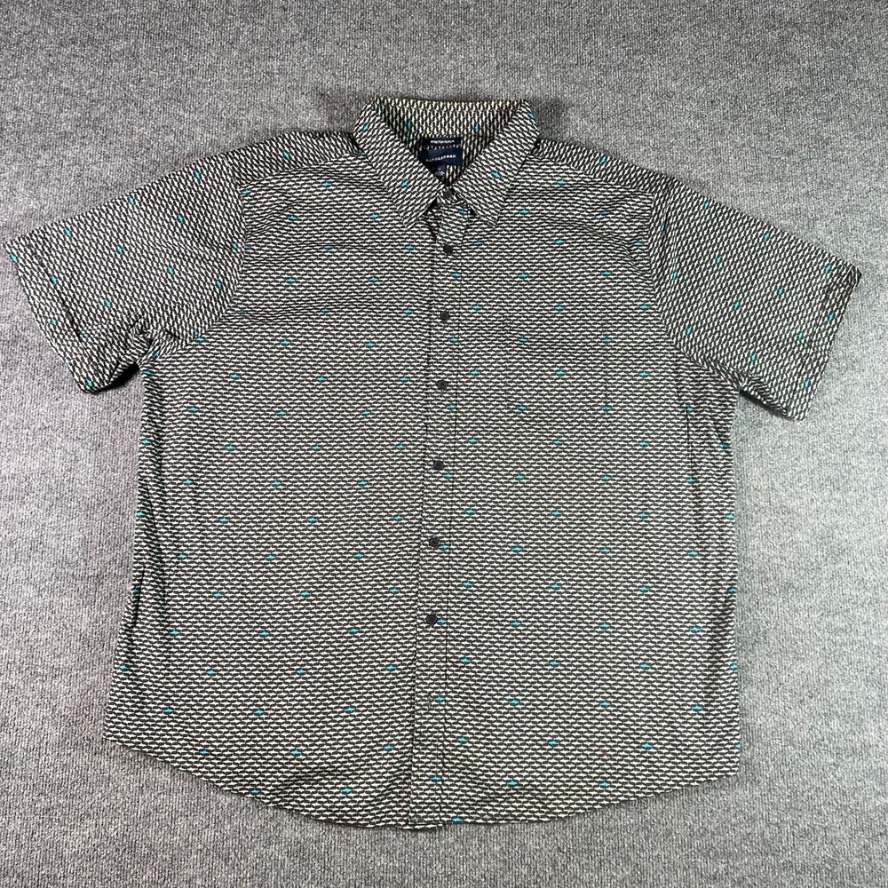 Saddlebred Shirt Men 3X Multi Geometric Button Front Short Sleeve Stretch Poplin